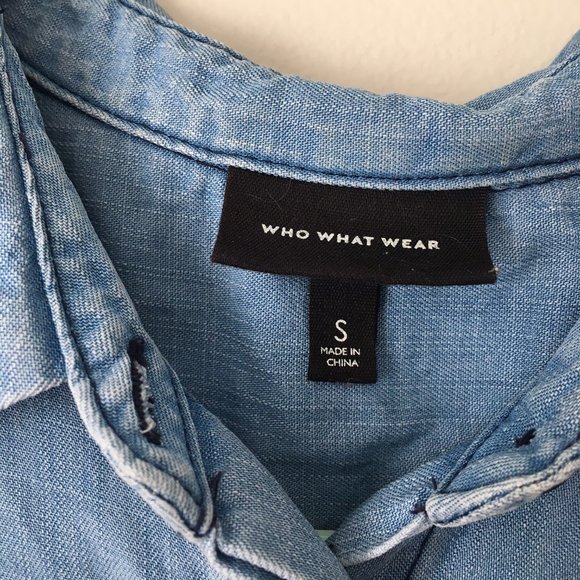 Target Lyocell Blue Button Down Tank with Ruffles - Picture 7 of 8